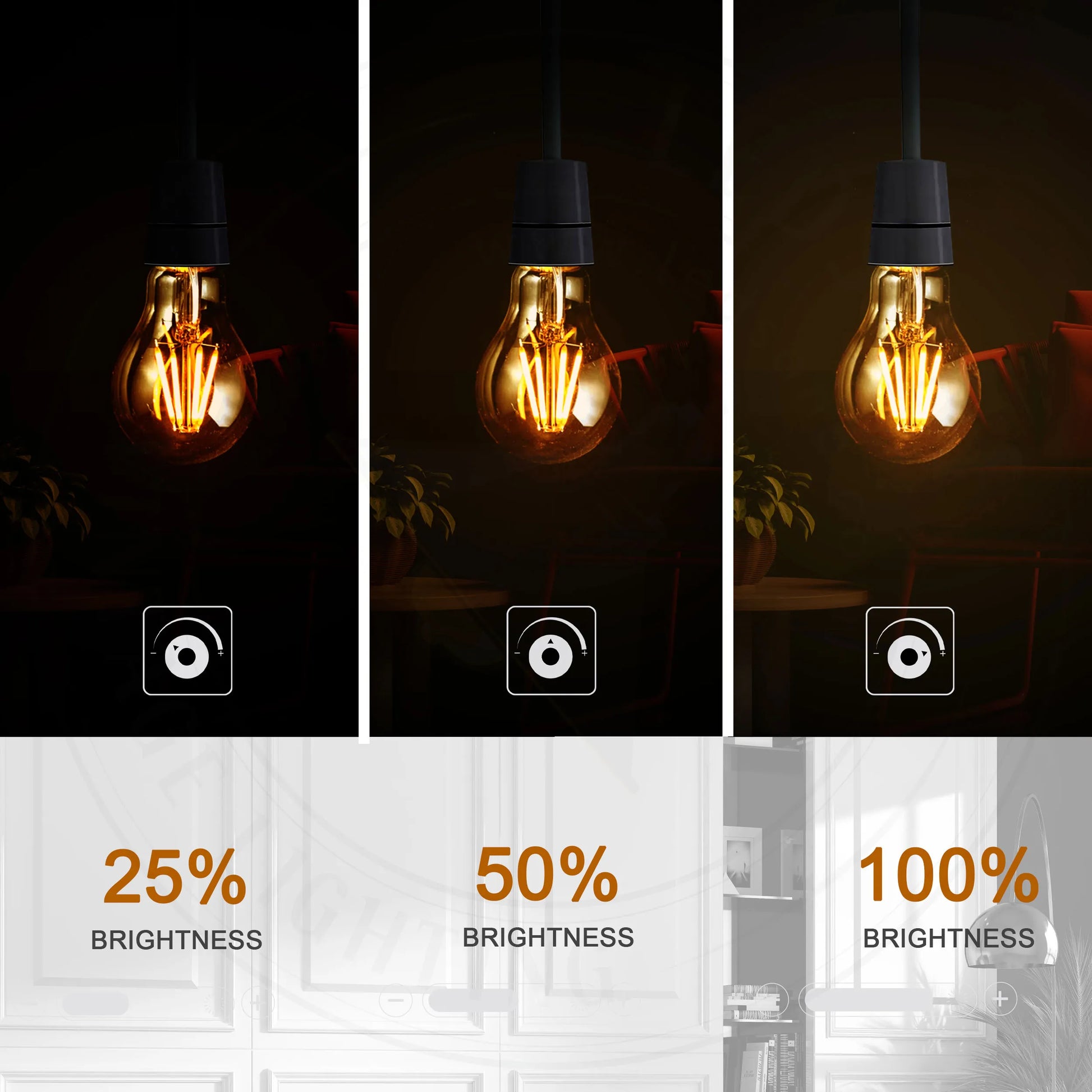 A60 E27 4W/8W Edison LED filament Bulb Amber bulb Warm white screw bulbs 2700K~4418
