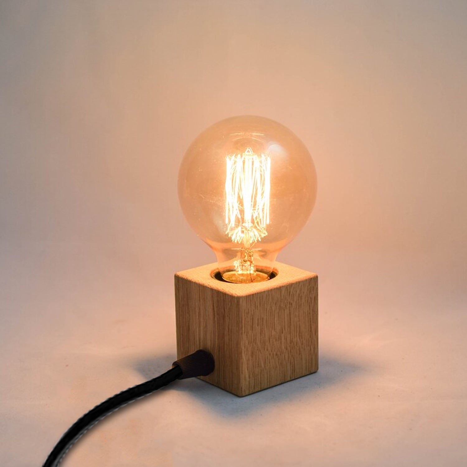 Sqaure shape wooden base Table Lamp Light