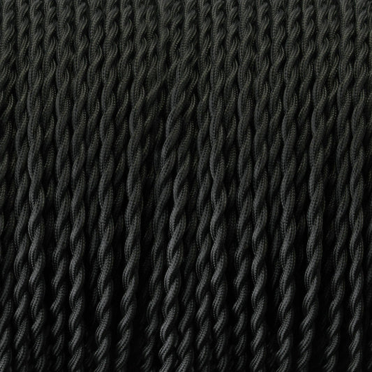 10m Black 3 Core Twisted Electric Cable covered fabric 0.75mm~4809