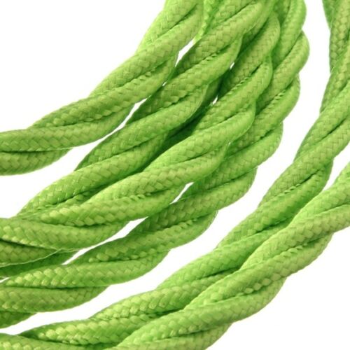 10m 3 Core Twisted Electric Cable Covered Light Green Color Fabric 0.75mm~4836