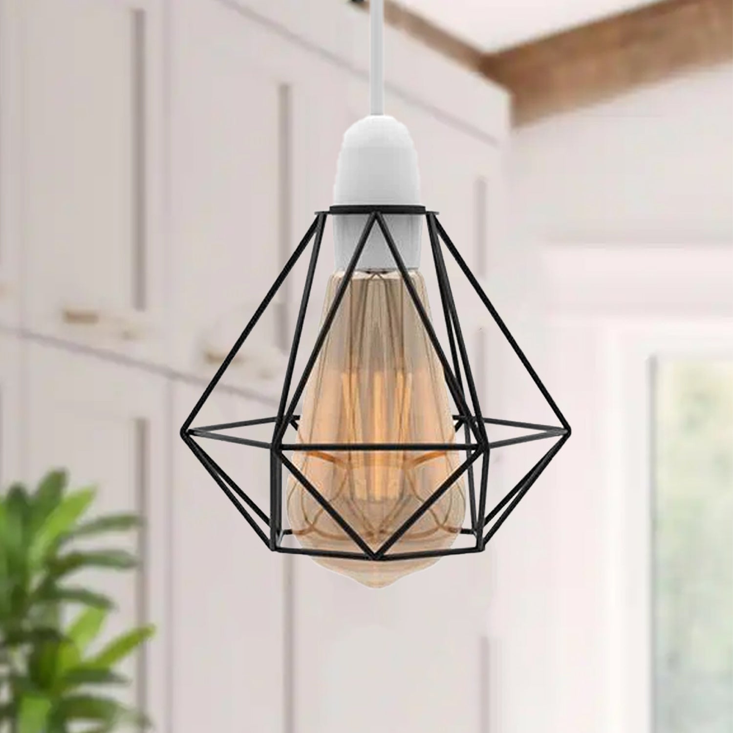 Industrial Geometric diamond metal Wire Cage Easy Fit lampshade~4768