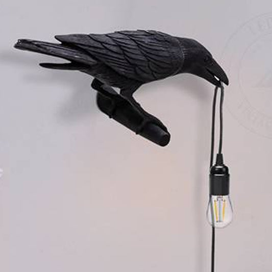 Black Wall Lamp On the Left Resin Bird Wall sconce~4779
