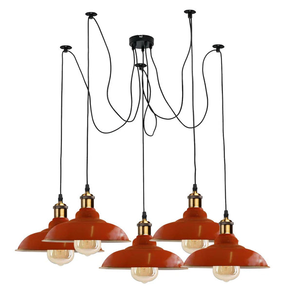 Industrial Spider Adjustable Multi Arm Pendant Light 5-Light E27~3399 – Orange / No