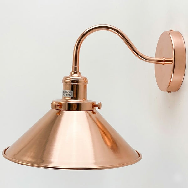 Industrial Swan Neck Wall Sconce Fixed Arm E27 Professional Metal~1196 – Rose Gold / Without Bulb