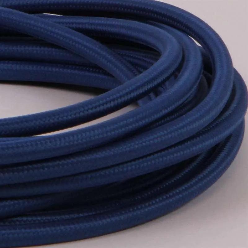 10m 3 core Round Vintage Braided Fabric Dark Blue Cable Flex 0.75mm~4560