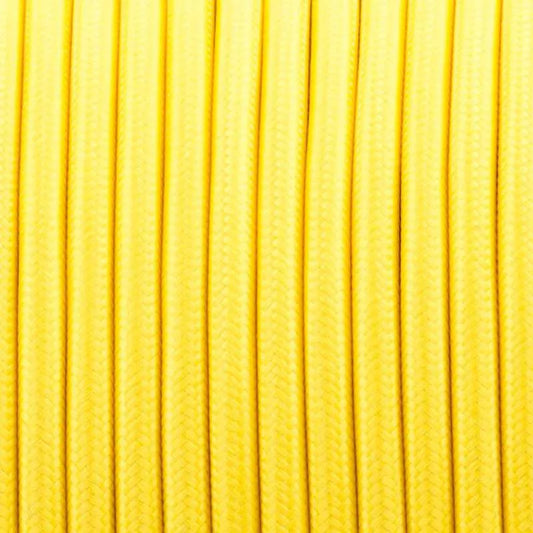 3 core Round Vintage Braided Fabric Yellow Cable Flex 0.75mm~3048