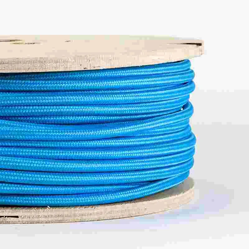 10m 3 core Round Vintage Braided Fabric Blue Cable Flex 0.75mm~4567
