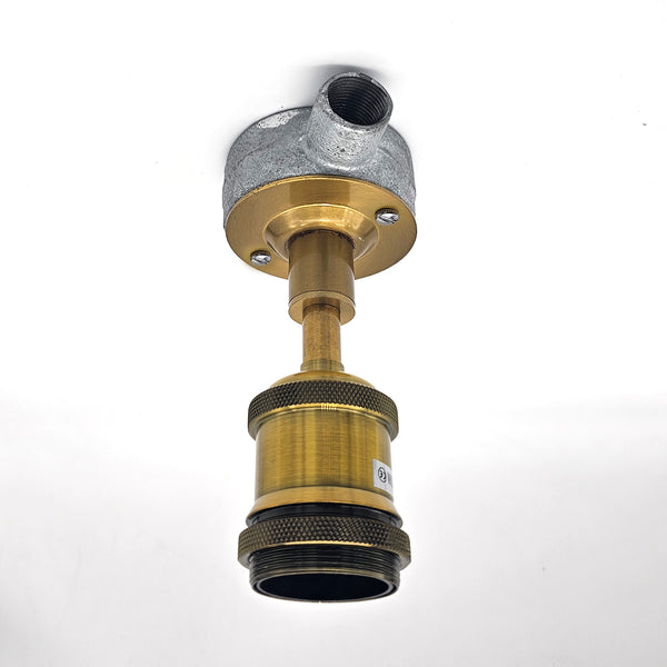 Industriële E27-lamphouder met 20 mm leidinginvoer voor plafondlamp ~ 6006 – Geel messing