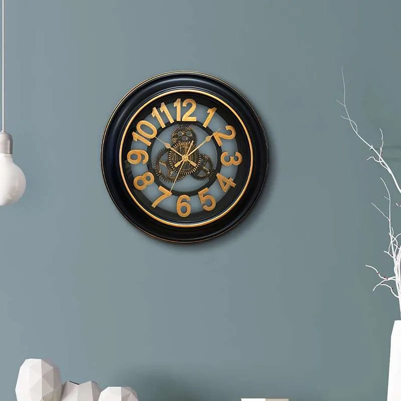 Black and gold colour wall clock