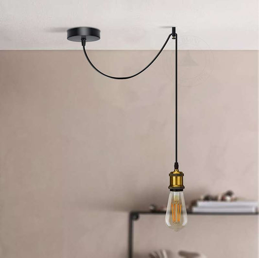 Vintage Industrial Style Yellow Brass Ceiling E27 Pendant Lamp Holder Fitting-Application 3