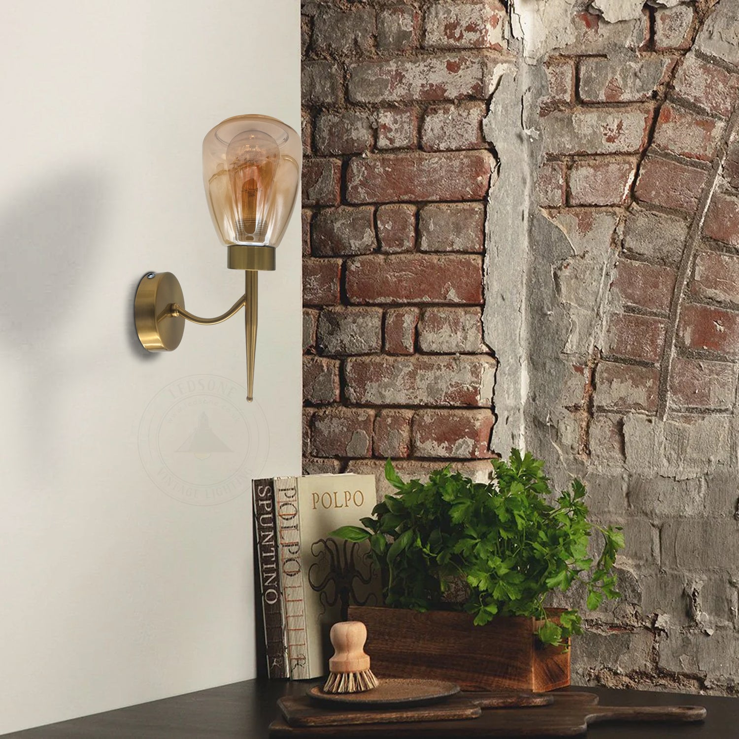 amber glass wall lights copper finish stylish for your wall