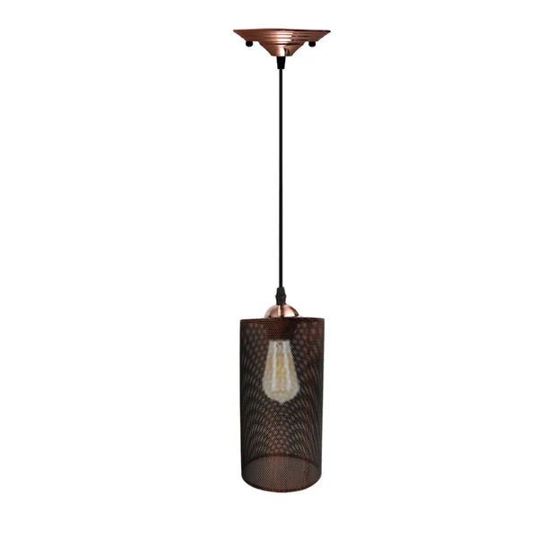 Living Room Pendant Light – Adjustable Metal Wire Cage Ceiling Lamp ~5801 – Rustic Red / Yes