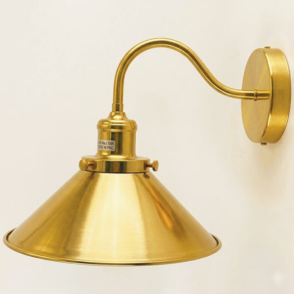 Industrial Swan Neck Wall Sconce Fixed Arm E27 Professional Metal~1196 – Yellow Brass / Without Bulb