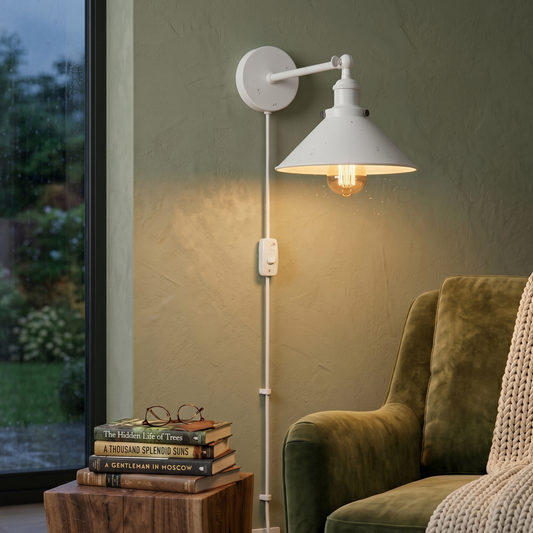 Nordic Plug In Wall Light Sconce With Shade And Dimmer Switch E27 ~1279