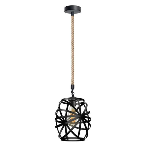 black metal wire cage hemp Rope hanging single head pendant Light~5026