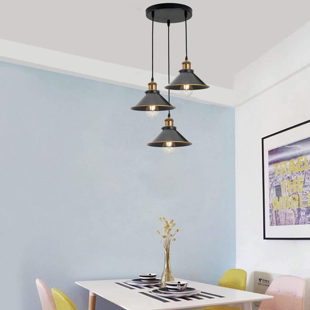  Pendant Light Fittings, Flat Cone Shade 