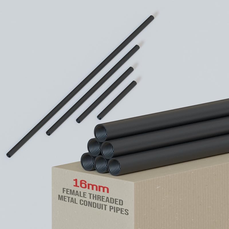 16mm metal conduit pipe female thread conduit pipe black metal pipe 20cm 30cm corrosion-resistant conduit pipe DIY plumbing pipe fittings industrial decor pipe threaded metal conduit for lighting seamless conduit pipe metal conduit for display setups