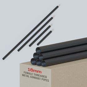 16mm Diameter Round Seamless Steel Black Conduit Pipe Female Thread~5616