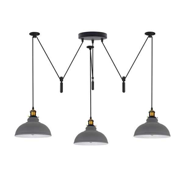 Industrial Pendant Light with Adjustable Heads ~6400 – Grey