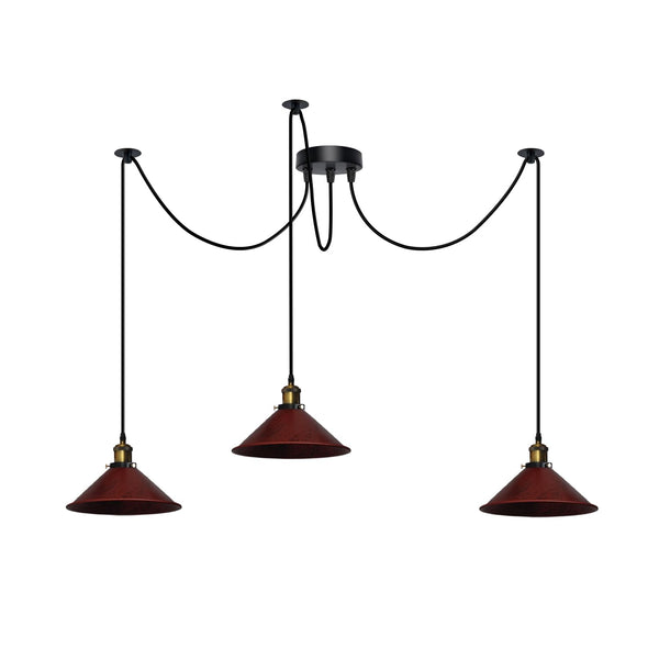 3 Fluming Spider Pendant Light E27 Metal ~6175 – Rustic Red