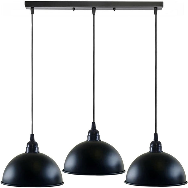 Industrial 3 Way Pendant Light E27 Triple Dome Ceiling Fitting ~5268 – No