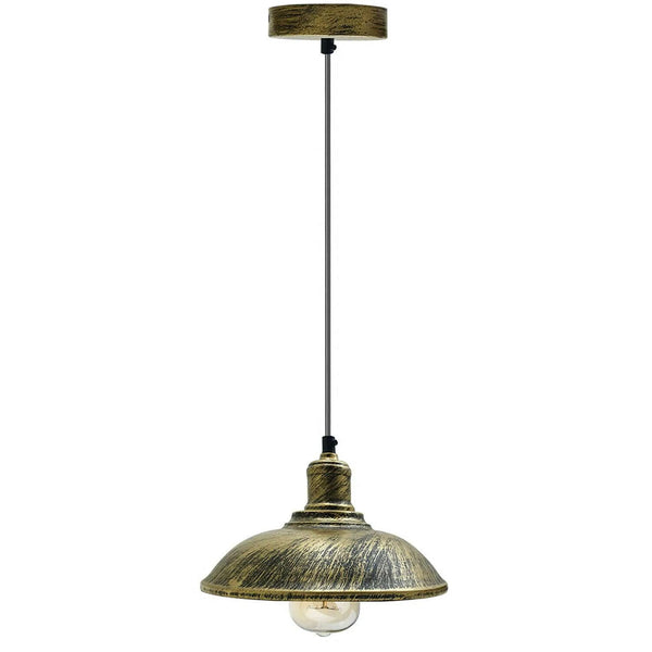 Vintage Hanging Shade Ceiling Pendant Light ~5668 – Brushed Brass / 24CM
