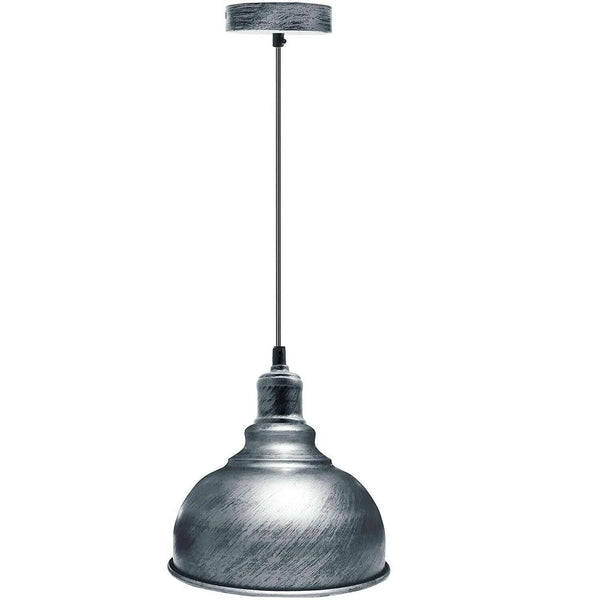Vintage Hanging Shade Ceiling Pendant Light ~5668 – Brushed Silver / 21CM
