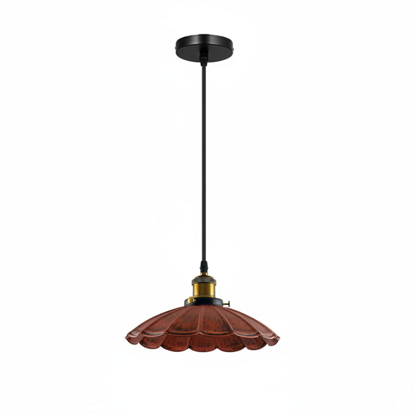 Hanging Light Scalloped E27 Indoor Metal ~6773 – Rustic Red