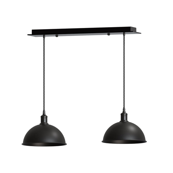 Vintage Industrial 2-Head Dome Pendant Light | Adjustable ~6145 – No / Black