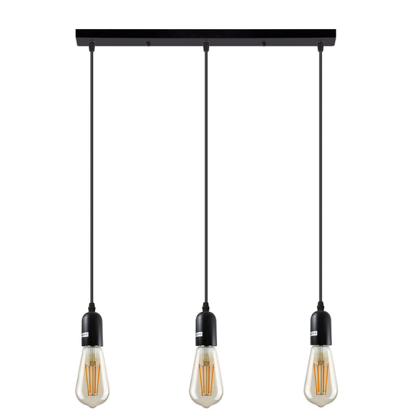 Industrial Cluster Pendant Light Fixtures ~6397 – With Bulb / Black