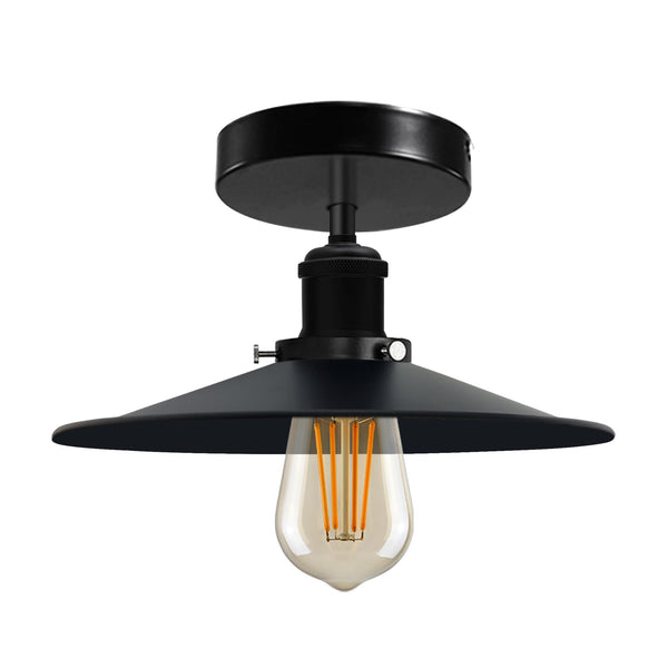 Modern Semi-Flush Mount Industrial Ceiling Light - 6267 – Black With Bulb
