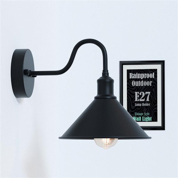 Vintage Swan Neck Galvanized Outdoor Wall Light ~6225 – Black