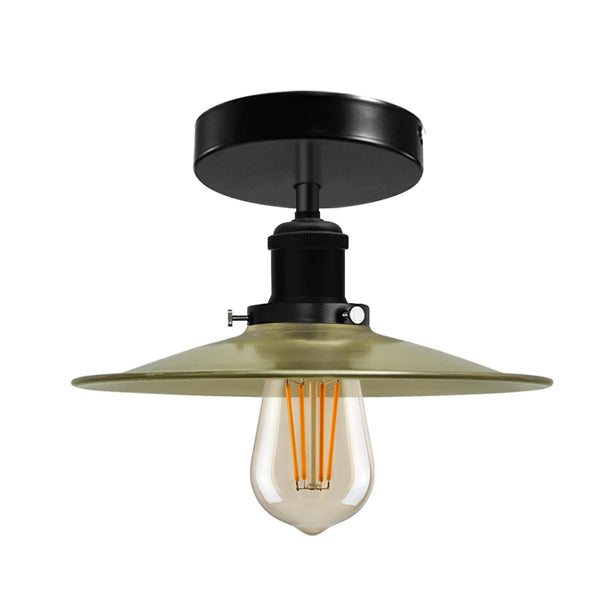 Modern Semi-Flush Mount Industrial Ceiling Light - 6267 – Green Brass With Bulb