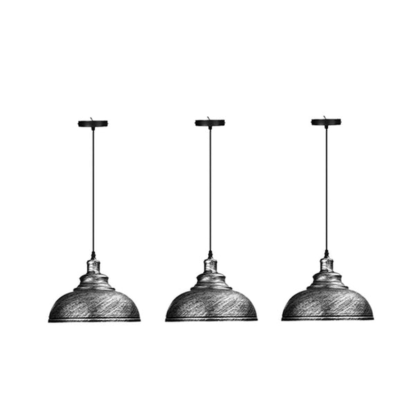 E27 Base Metal Pendant Light Adjustable ~6174 – Brushed Silver / Pack 3