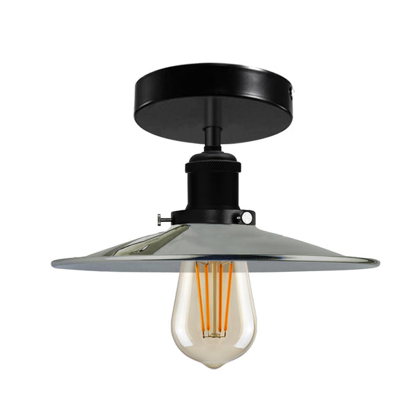 Modern Semi-Flush Mount Industrial Ceiling Light - 6267 – Satin Nickel With Bulb