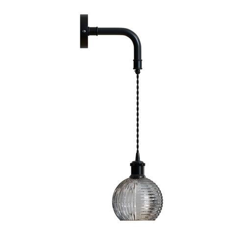 Modern Industrial Ribbed Glass Globe Wall Lamp E27 Holder ~6514