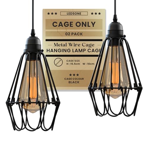 Adjustable Industrial Wire Cage Pendant Light Shade E27 Metal ~6772