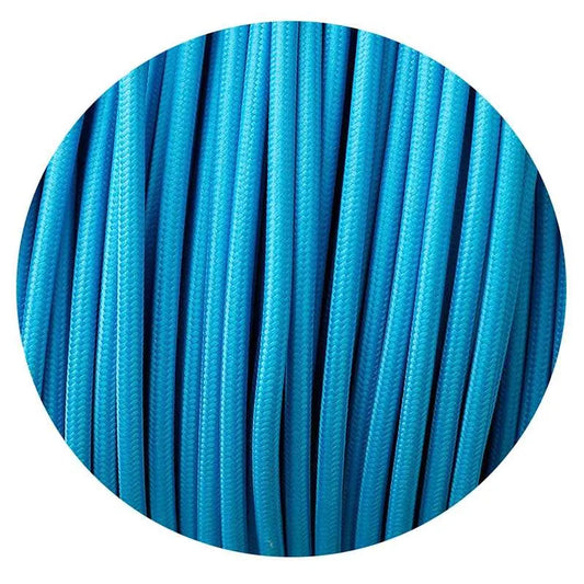 5m 3 core Round Vintage Braided Fabric Light Blue Cable Flex 0.75mm~4576