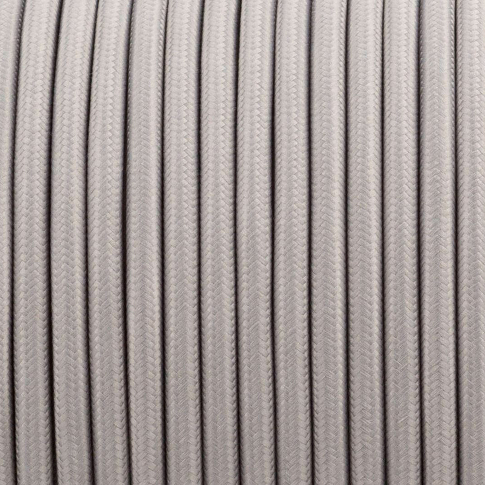 10m 3 core Round Vintage Braided Fabric Grey Cable Flex 0.75mm~4609