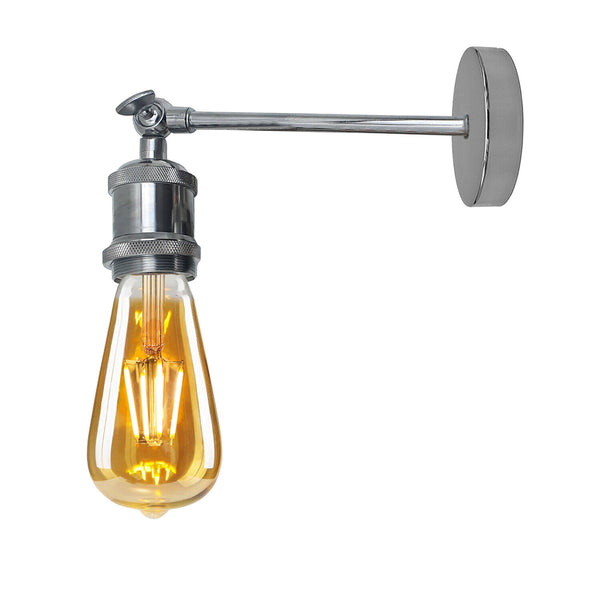 Industrial Wall Light E27 Vintage Metal Sconce with Adjustable Arm~5770 – Satin Nickel / Yes