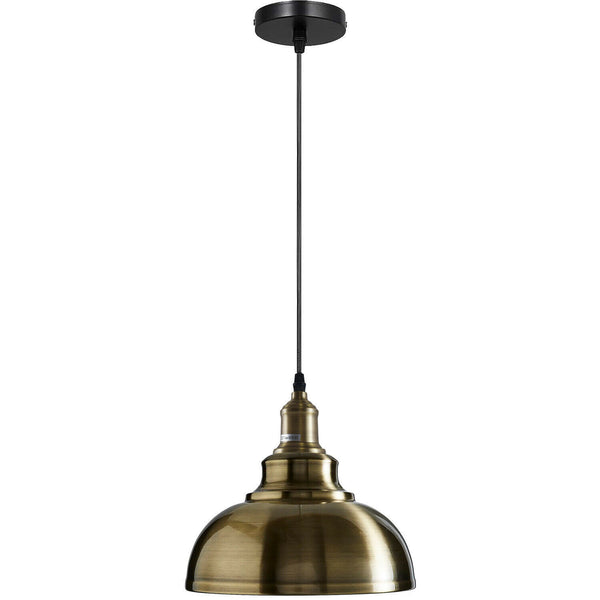Vintage Ceiling Pendant Light Industrial Metal Shade Hanging Light ~ 6030 – Green Brass / Yes