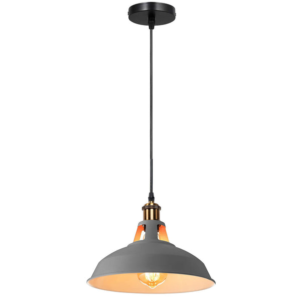 Metal Ceiling Pendant Light LED Modern Lamp Shade Hanging Lamp ~5870 – Grey / No