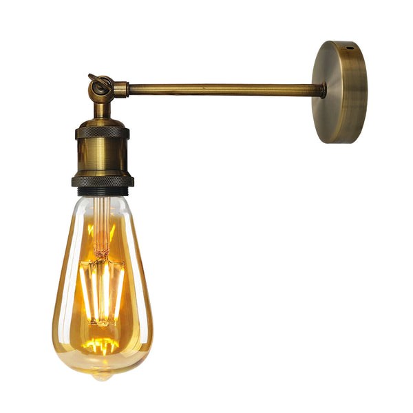 Industrial Wall Light E27 Vintage Metal Sconce with Adjustable Arm~5770 – Yellow Brass / Yes