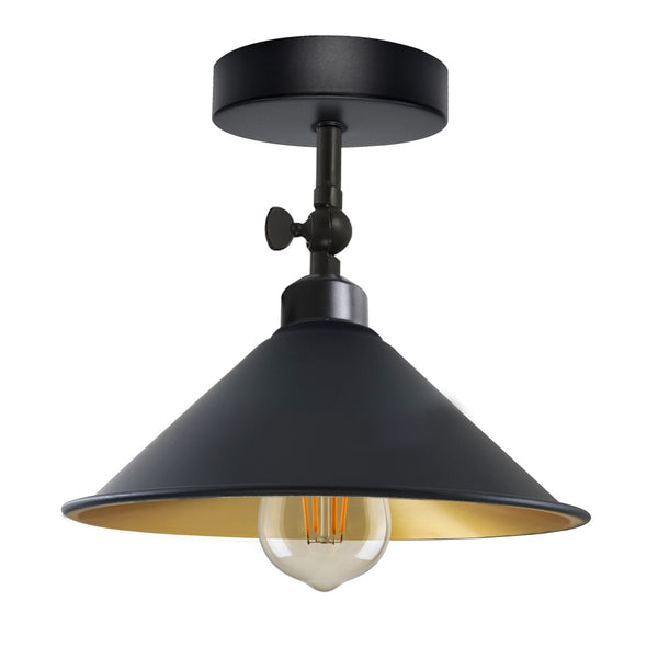 Flush Mount Ceiling Light Metal ~6216 – Black White Inner / Yes