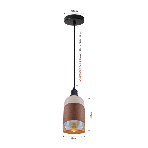 Industrial Ceiling Light Fitting | Retro Pendant Glass Shade E27 ~6426 – No