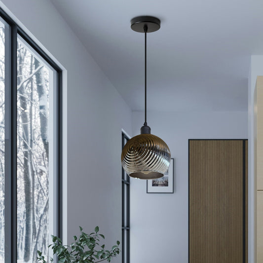 Industrial Ceiling light Fitting Retro Pendant Light Glass Shade E27 Edison Bulb ~6423