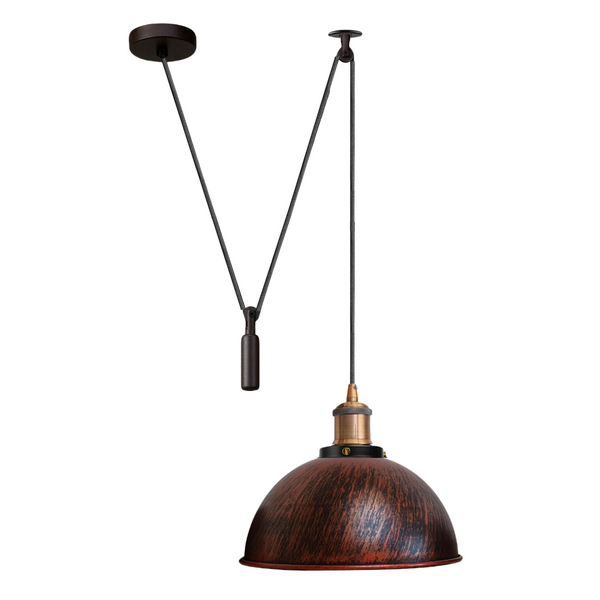 Rise and Fall Pendant Light pulley E27 ~6284 – Rustic Red / Yes
