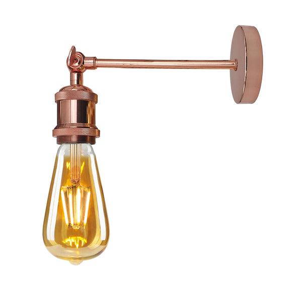 Industrial Wall Light E27 Vintage Metal Sconce with Adjustable Arm~5770 – Rose Gold / Yes