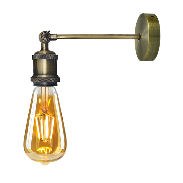 Industrial Wall Light E27 Vintage Metal Sconce with Adjustable Arm~5770 – Green Brass / Yes