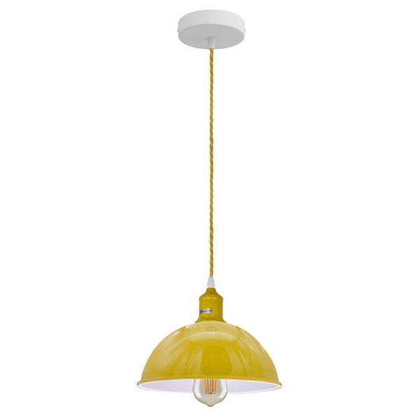 Vintage Industrial Metal Ceiling Pendant Shade E27 Hanging Light ~6222 – Yellow / Yes